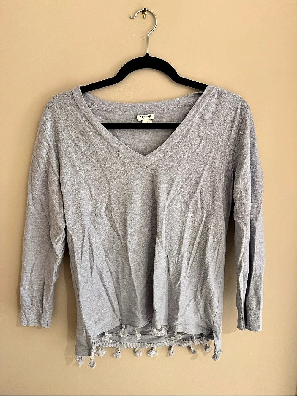 J.Crew Tassel Hem Sweater Gray Size S